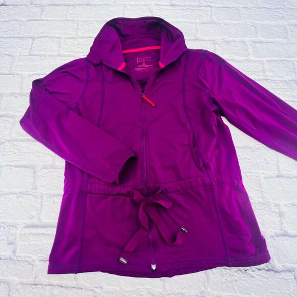 L.L. Bean Jackets & Blazers - L.L Bean Track Jacket Women Medium Purple Tie Waist‎ Zip Up Mock Neck